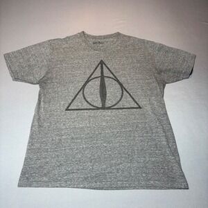 Harry Potter Deathly Hallows Mens Large Gray Heather Short Sleeve Graphic Shirt